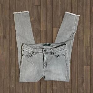 Lauren Ralph Lauren Jeans Premier Skinny Cropped Gray Raw Hem High Rise Size 4